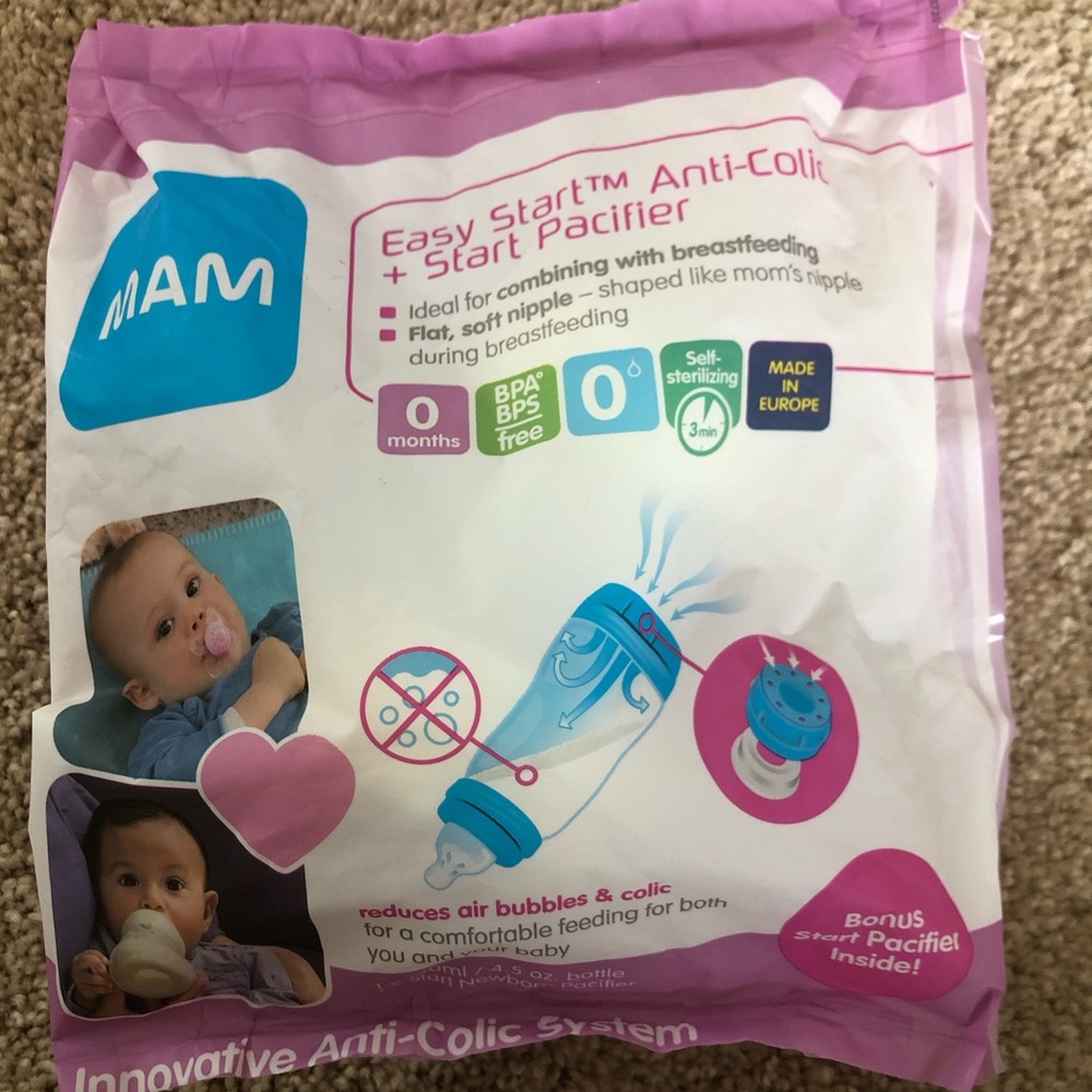 NWT MAM Easy Start Anti Colic Bottle with start pacifier